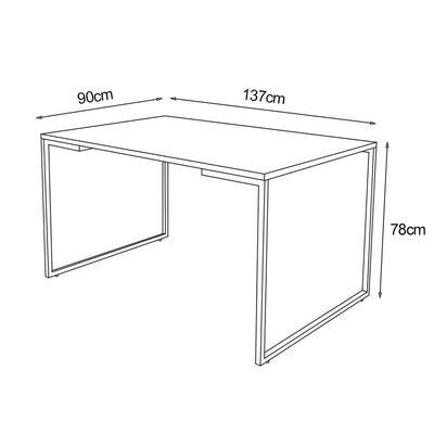 Mesa De Jantar Industrial Base Ferro Branco Tampo 137X90 Canela Cor: Branco