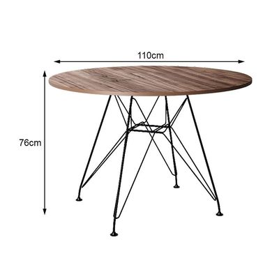 Mesa Eiffel Redonda 110Cm Tampo De Madeira Amendôa Com Base De Ferro Preto - Cor: Marrom