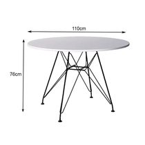 Mesa Eiffel Redonda 110Cm Tampo De Madeira Branco Com Base De Ferro Preto - Cor: Branco