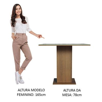 Mesa De Jantar Quadrada Tampo De Vidro Madesa 5363 - Rustic/cinza Rustic/cinza