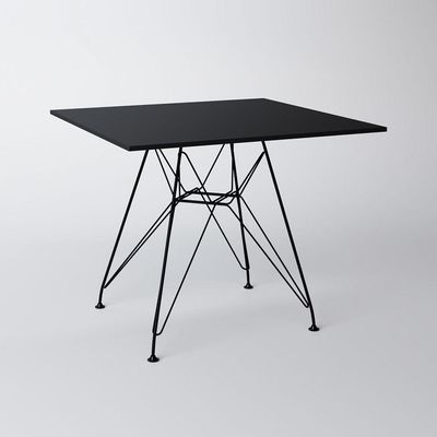 Mesa Eiffel Quadrada 90Cm Tampo De Madeira Preto Com Base De Ferro Preto Cor: Preto
