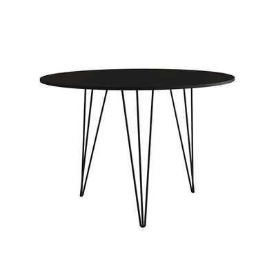 Mesa De Jantar Redonda 90Cm Preta Clips 3 Pés Ferro Preto Cor: Preto