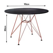 Mesa Cobre Tampo Redondo De Madeira Preto 90 Cm