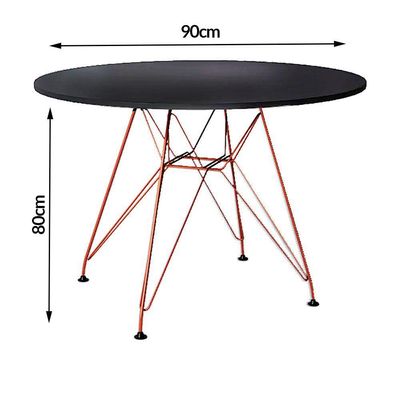 Mesa Cobre Tampo Redondo De Madeira Preto 90 Cm