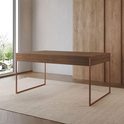 Mesa Industrial De Jantar Amêndoa 137X90Cm Retangular Filadélfia Base Ferro Cobre Cor: Amendoa