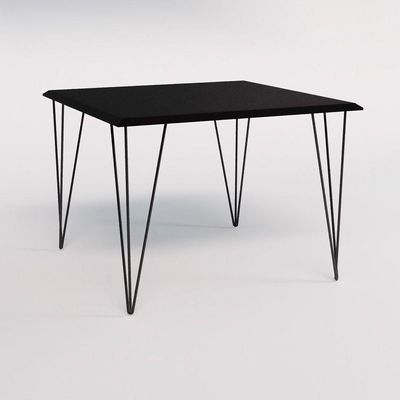 Mesa De Jantar Industrial Quadrada Clips Preta 90Cm De Ferro Preto Cor: Preto