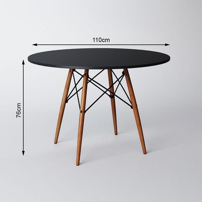 Mesa Redonda De Jantar 110Cm Preta Cor: Preto
