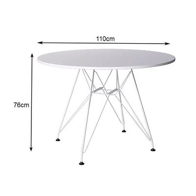 Mesa Eiffel Redonda 110Cm Tampo De Madeira Branco Com Base De Ferro Branco - Cor: Branco