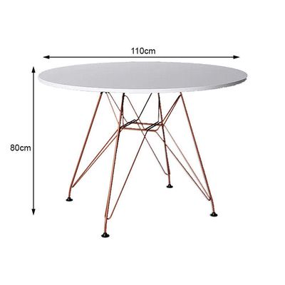 Mesa Eiffel Redonda 110Cm Tampo De Madeira Branco Com Base De Ferro Cobre - Cor: Marrom