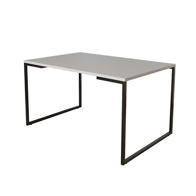 Mesa De Jantar Industrial Base Ferro Preto Tampo 137X90 Branco Cor: Branco