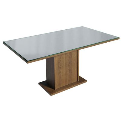 Mesa De Jantar Retangular Tampo De Vidro Madesa 5363 - Rustic/cinza Rustic/cinza
