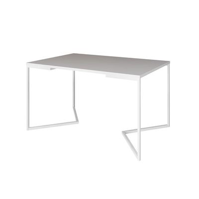 Mesa Jantar Industrial Branca Retangular 137X90Cm Base V Ferro Branco Cor: Branco
