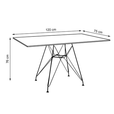 Mesa Eiffel Retangular 120X75 Tampo De Madeira Preto Com Base De Ferro Cobre