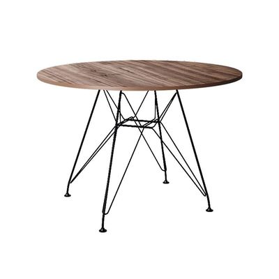 Mesa Eiffel Redonda 90Cm Tampo De Madeira Amendôa Com Base De Ferro Preto - Cor: Marrom