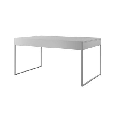 Mesa Jantar Industrial Retangular Branca 137X90Cm Base Ferro Branco Cor: Branco