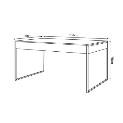 Mesa Jantar Industrial Retangular Branca 137X90Cm Base Ferro Branco Cor: Branco
