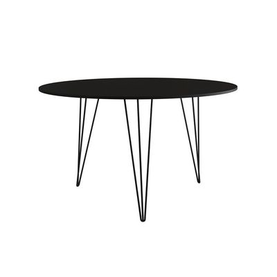 Mesa De Jantar Redonda 110Cm Preta Clips 3 Pés Ferro Preto Cor: Preto