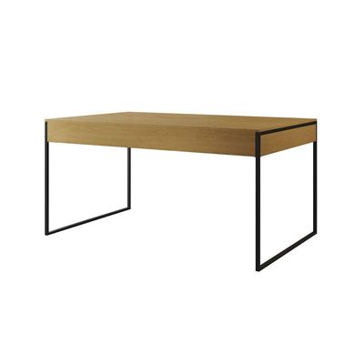 Mesa Jantar Industrial Retangular Canela 137X90Cm Base Ferro Preto Cor: Canela
