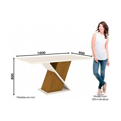 Mesa De Sala Jantar Solus + Tampo Madeirado 160x90cm Nature/off White - Henn