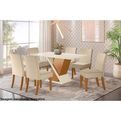 Mesa De Sala Jantar Solus + Tampo Madeirado 160x90cm Nature/off White - Henn
