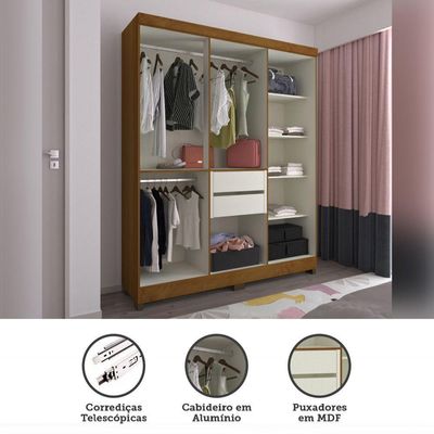 Guarda Roupa Casal 6 Portas C/Pés Gênova Freijó C/Areia