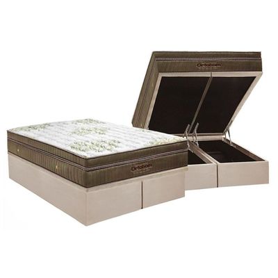 Cama Box Baú Colchão Molas Superpocket Ortobom Gold Visco Ultragel Pilow TouchBase Suede Clean