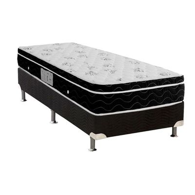 Cama Box Solteiro: Colchão Molas Bonnel Ortobom Nanolastic Physical SpringBase Suede Black(88x188)
