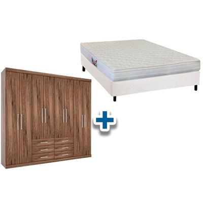 Cama Box Casal + Colchão Frontier Herval + Guarda Roupa Master 8.6 Demolição