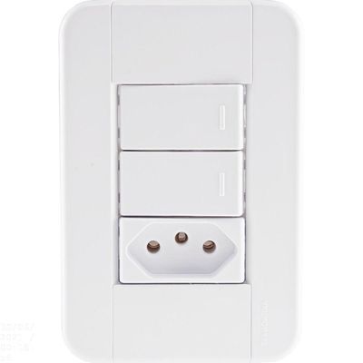 Conjunto 4x2 Com 2 Interruptores Simples 10 A 250 V E 1 Tomada 2p+t 20 A 250 V Tablet Bra