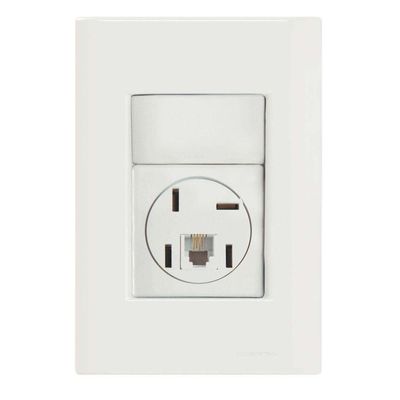 Conjunto 4x2 Com 1 Tomada Telefone 4p E Rj11 Tramontina Giz Branco Tramontina