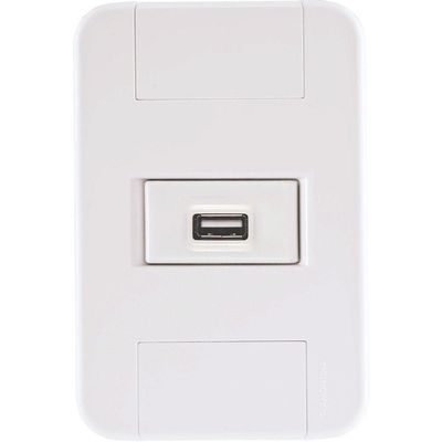 Conjunto 4x2 Com 1 Tomada Usb 1,5 A Bivolt Tramontina Tablet Branco Tramontina