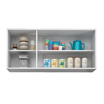 2 Armários Aéreos 03 Portas 120Cm Branco/Preto Lumil Móveis