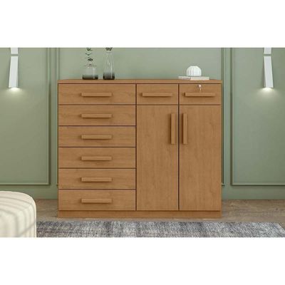 Cômoda De Quarto Toronto New C/ 2 Portas E 8 Gavetas Rovere/amêndoa - Lopas