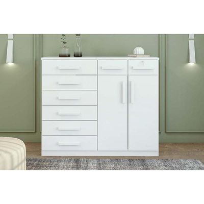 Cômoda Casal Toronto New C/ 2 Portas E 8 Gavetas Branco - Lopas