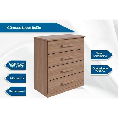 Cômoda Casal Baião C/ 4 Gav Branco - Lopas