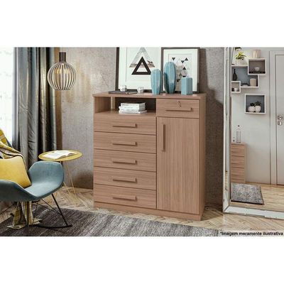 Cômoda Casal Da Vinci New 1porta + 1nicho E 6 Gavetas Rovere - Lopas