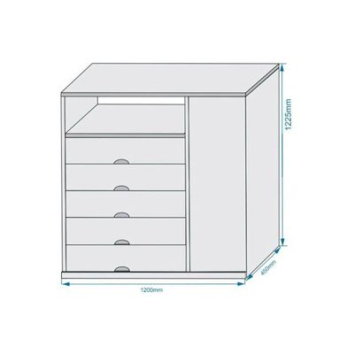 Cômoda De Quarto Portugal C/ 1 Porta 1 Nicho E 5 Gavetas Branco - Europa