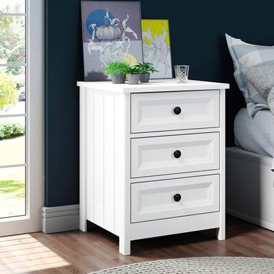 Mesa De Cabeceira Ditália 3 Gavetas Dm-111 Branco