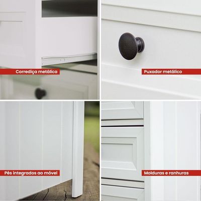 Mesa De Cabeceira Ditália 3 Gavetas Dm-111 Branco
