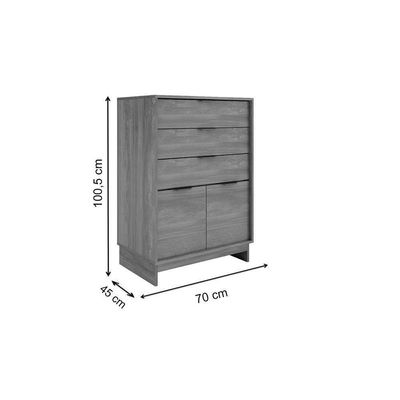 Cômoda De Quarto 1112 C/ 2 Portas E 3 Gavetas Freijo - Carraro