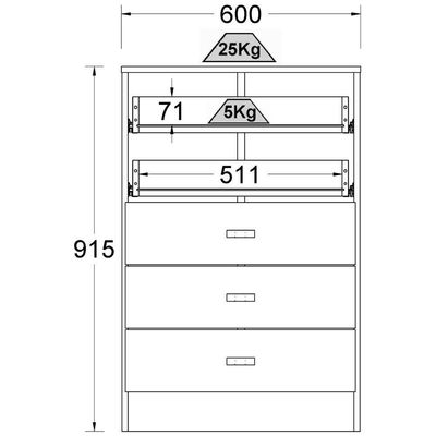 Cômoda Ditália 5 Gavetas Bb-120 Branco