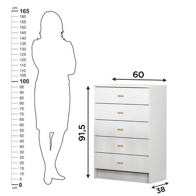 Cômoda Ditália 5 Gavetas Bb-120 Branco
