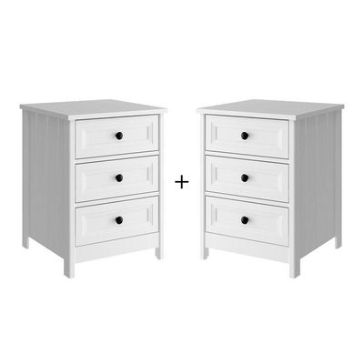 Mesa De Cabeceira Ditália 2 Un 3 Gavetas Dm-111 Branco