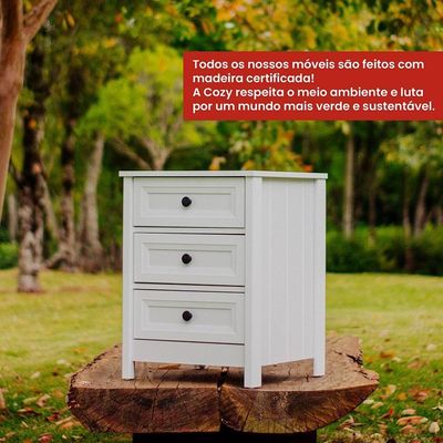 Mesa De Cabeceira Ditália 2 Un 3 Gavetas Dm-111 Branco