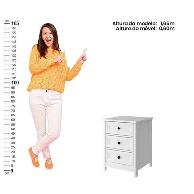 Mesa De Cabeceira Ditália 2 Un 3 Gavetas Dm-111 Branco