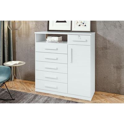 Cômoda Casal Da Vinci New C/ 1 Porta 1 Nicho E 6 Gavetas Branco - Lopas