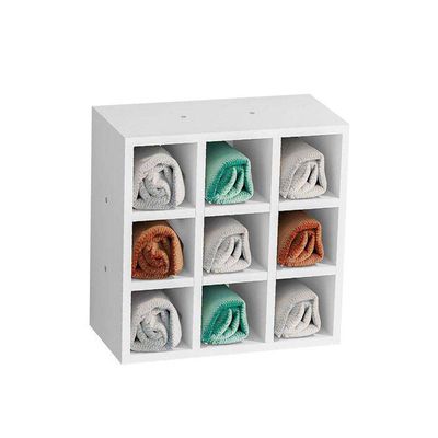 Nicho Porta Toalhas 09 Lugares 40x40cm Branco Ajl Móveis