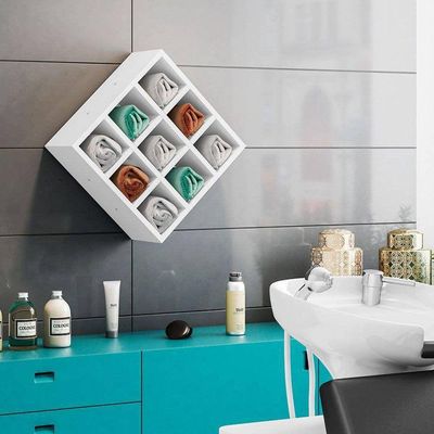 Nicho Porta Toalhas 09 Lugares 40x40cm Branco Ajl Móveis