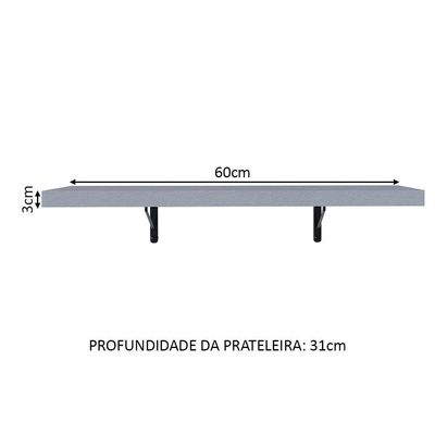 Kit 2 Prateleiras Suspensas Para Cozinha Madesa 60 Cm Com Mão Francesa - Cinza Cinza
