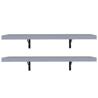 Kit 2 Prateleiras Suspensas Para Cozinha Madesa 60 Cm Com Mão Francesa - Cinza Cinza